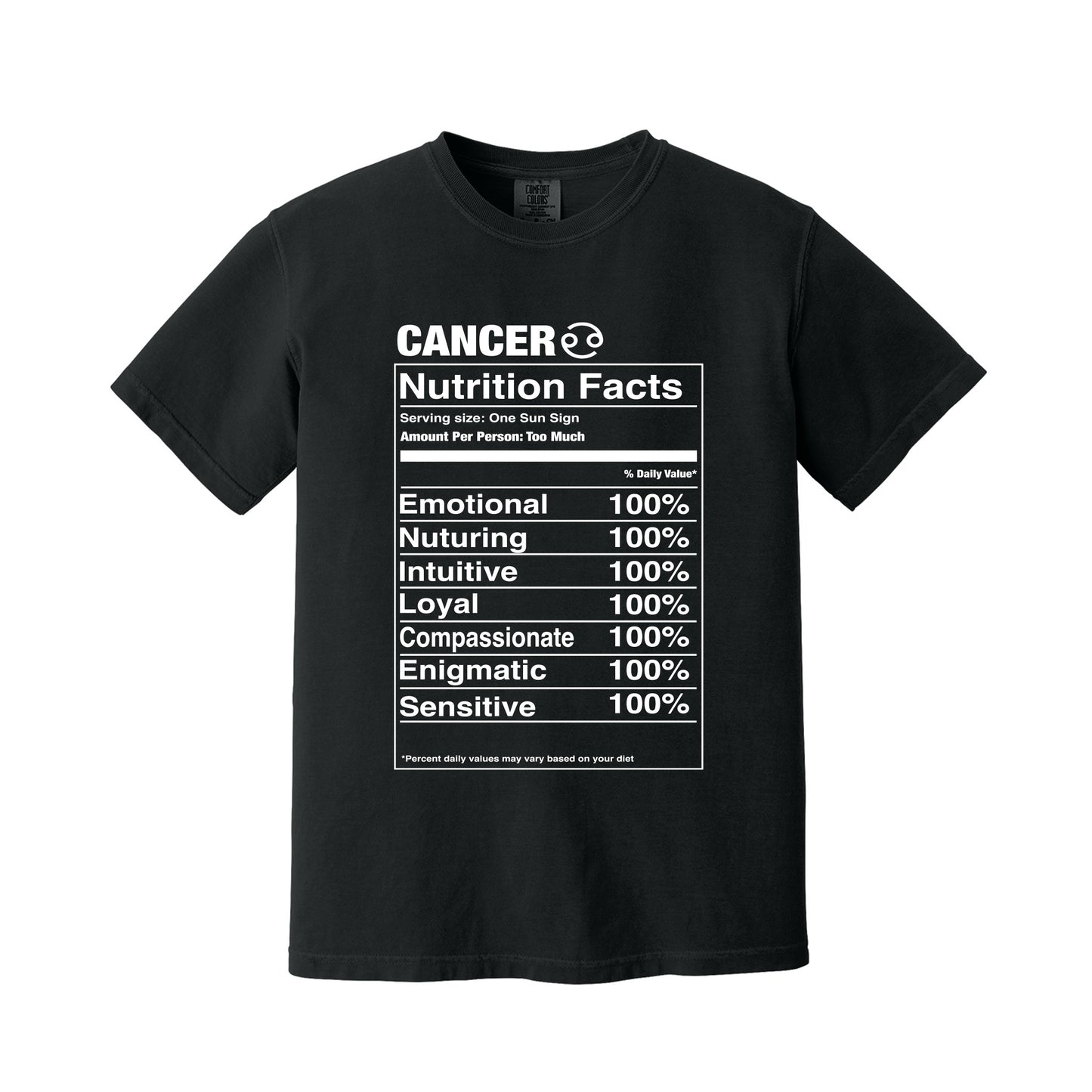 Black Cancer Nutrition Label T-Shirt
