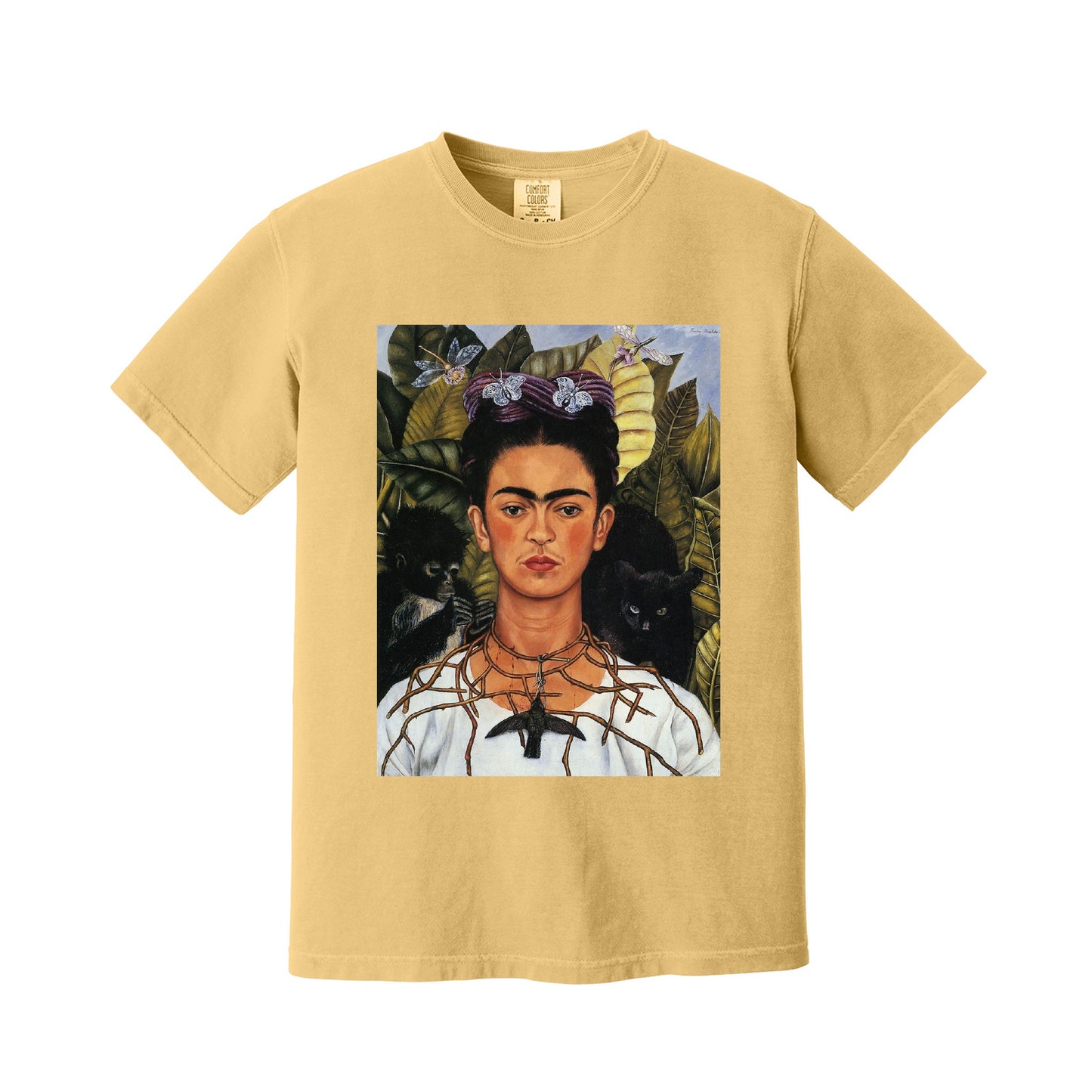 Mustard Self Portrait with a Necklace of Thorns by Frida Kahlo T-Shirt