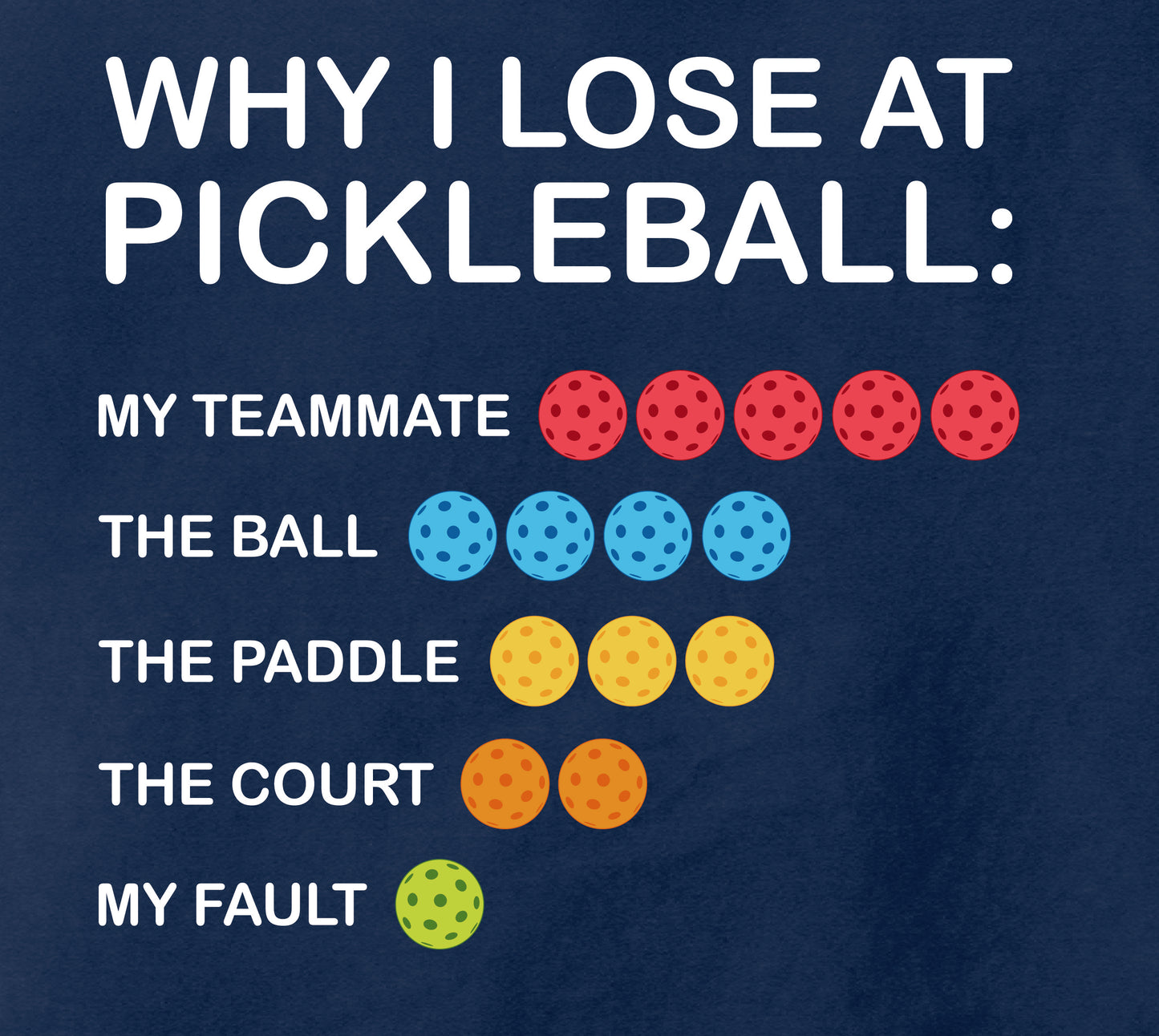 True Navy Why I Lose At Pickleball T-Shirt
