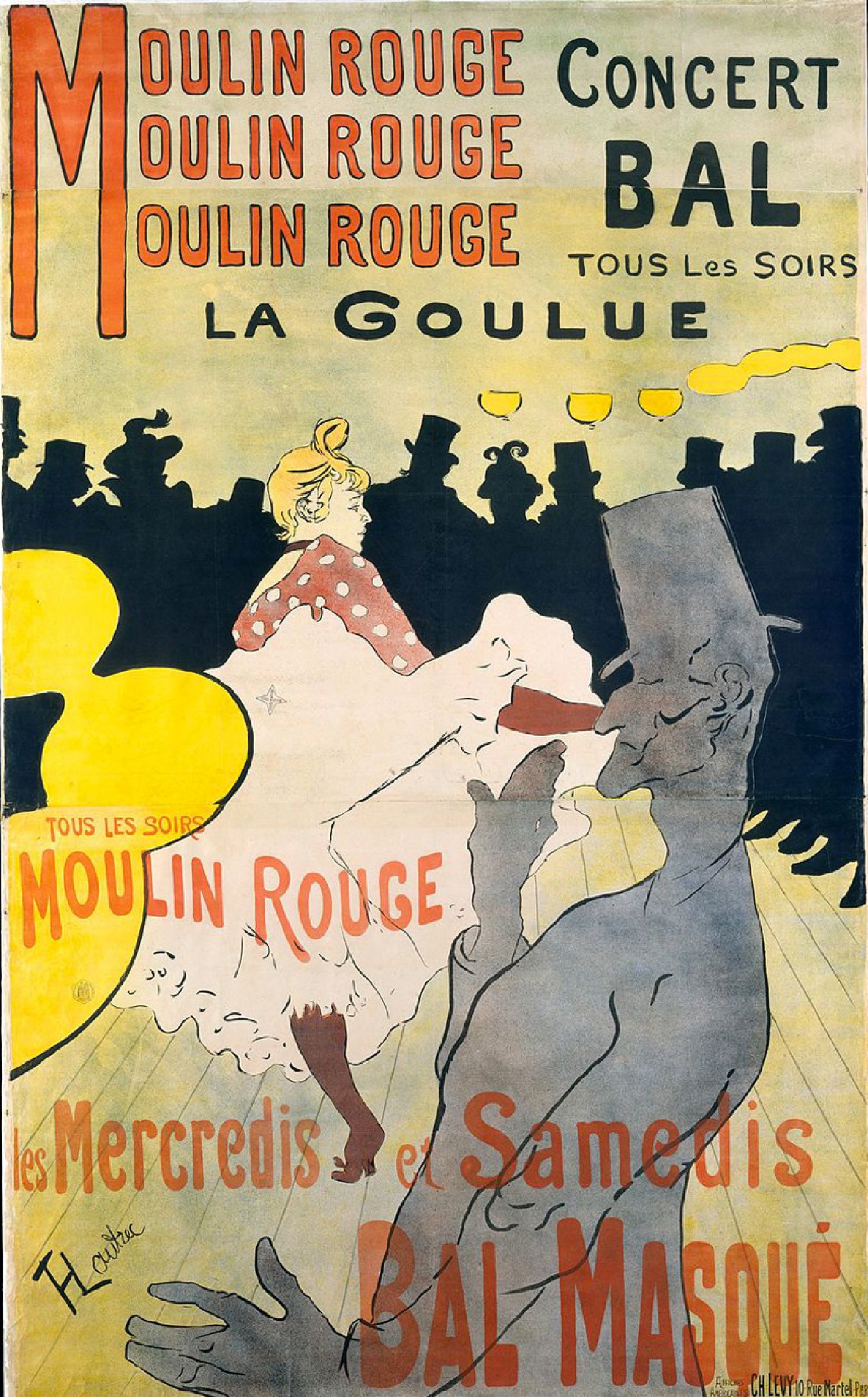 Mustard Moulin Rouge La Goulue by Henri de Toulouse Lautrec T-Shirt
