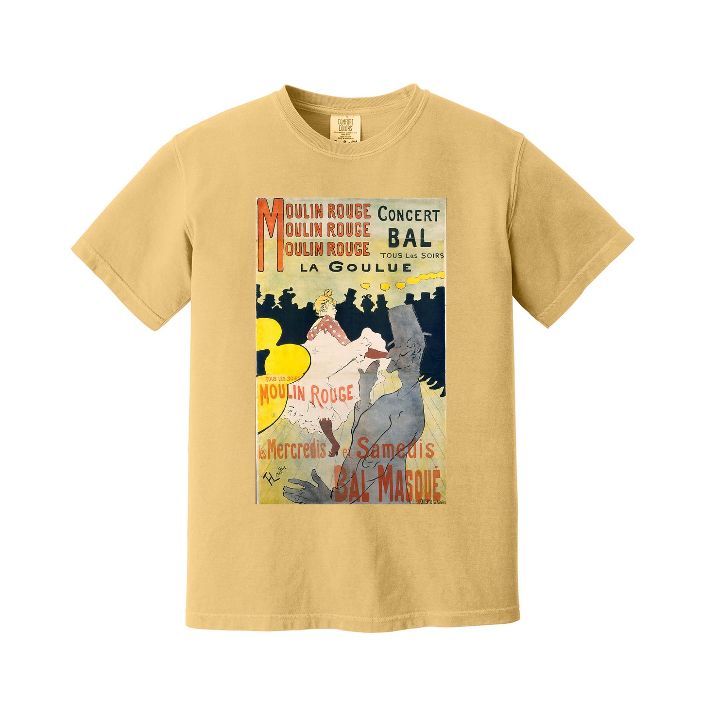 Mustard Moulin Rouge La Goulue by Henri de Toulouse Lautrec T-Shirt