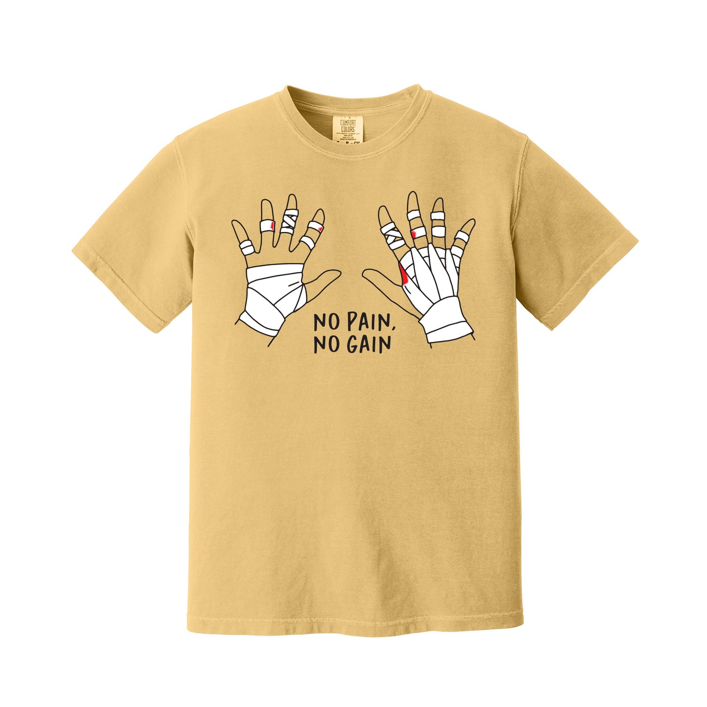 Mustard Yellow No Pain No Gain Rock Climbing T-Shirt