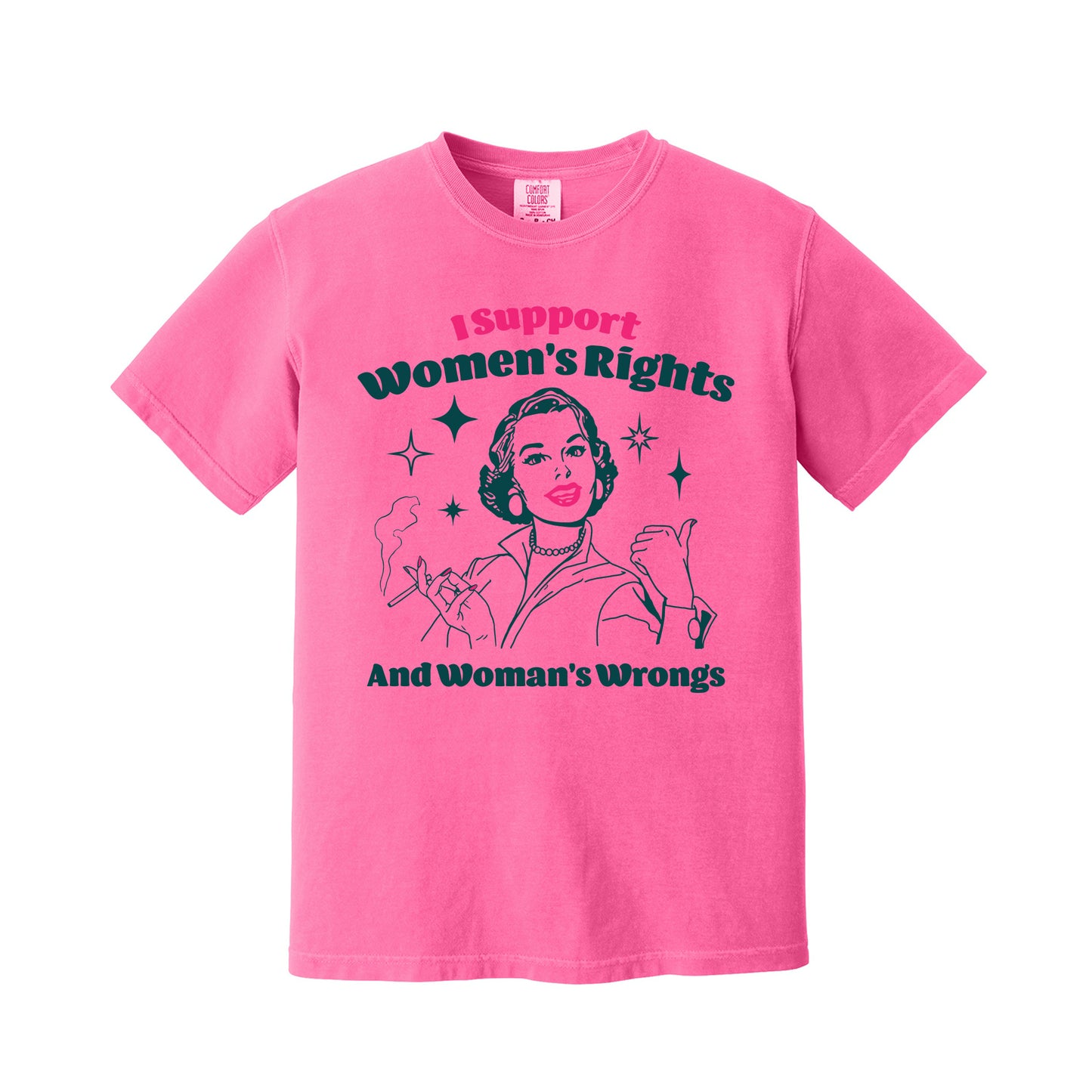 Neon Pink Women's Rights & Wrongs T-Shirt