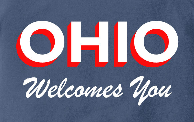 China Blue Ohio Road Sign T-Shirt