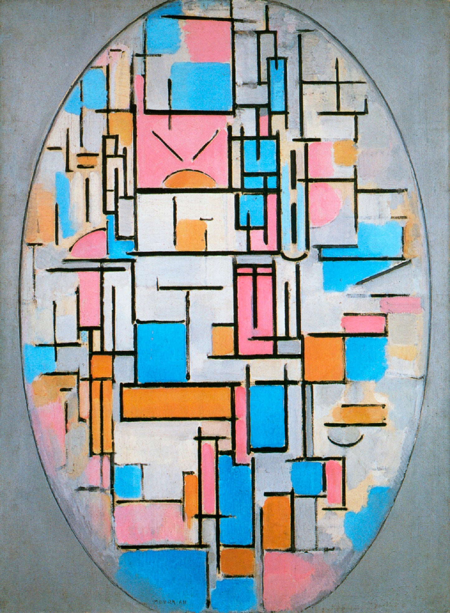 Crunchberry Oval Composition with Light Colors by Piet Mondrian T-Shirt