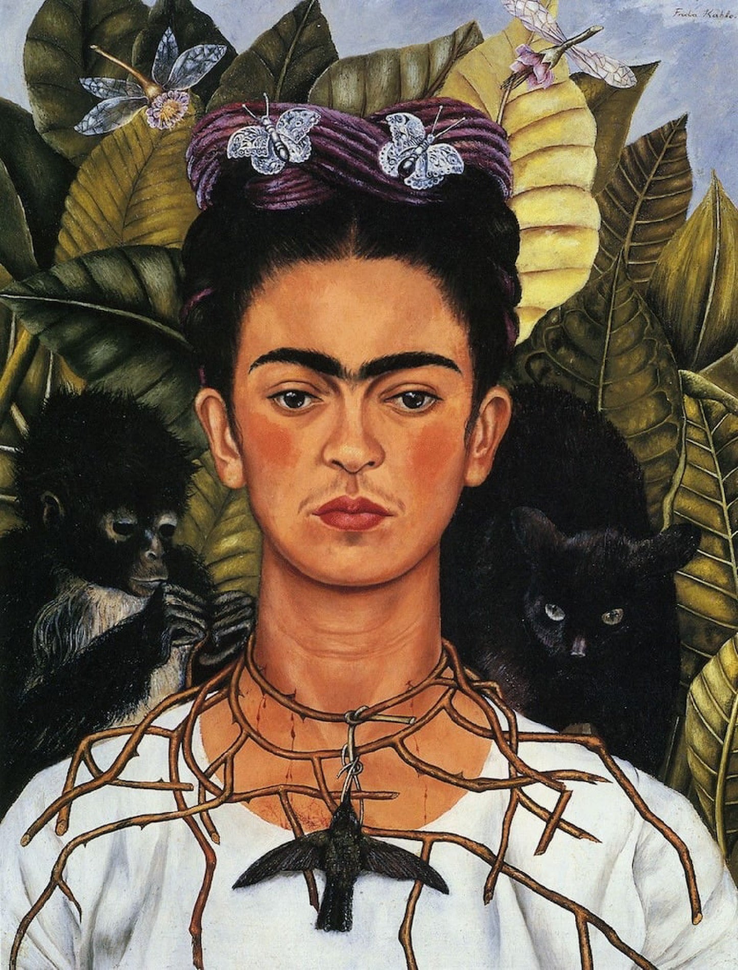 Mustard Self Portrait with a Necklace of Thorns by Frida Kahlo T-Shirt