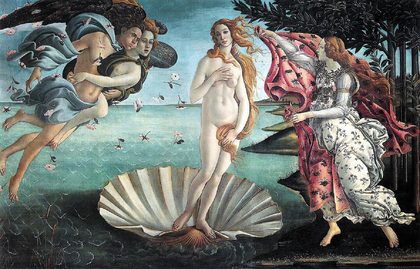 Bright Salmon The Birth of Venus by Sandro Botticelli T-Shirt