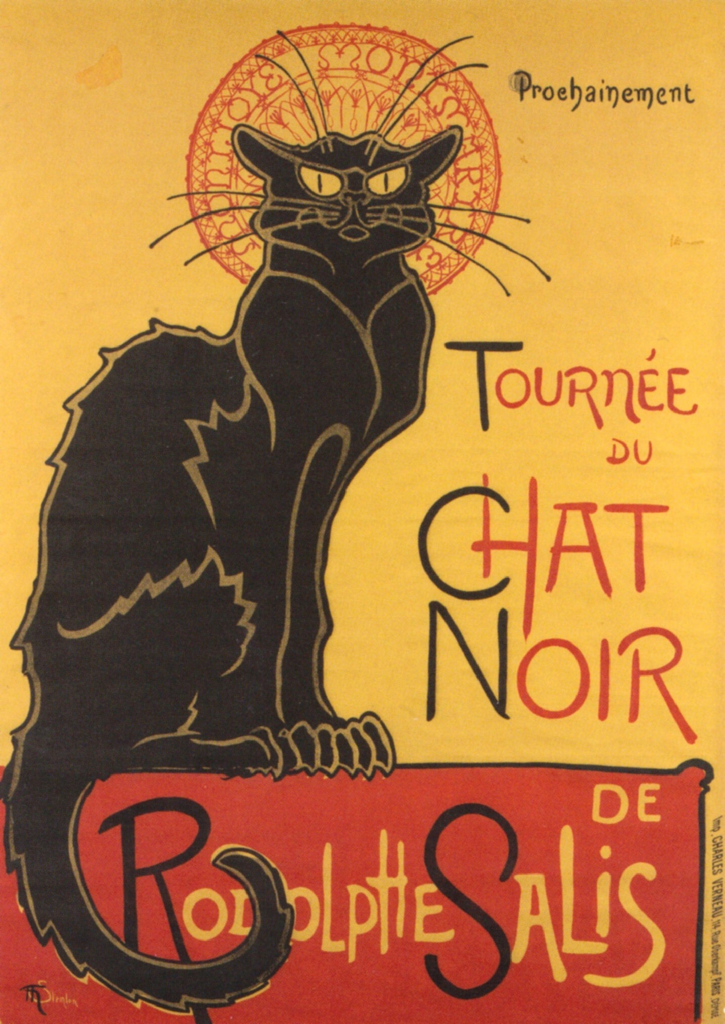 Black Tournee du Chat Noir de Rodolphe Salis by Theophile Steinlen T-Shirt