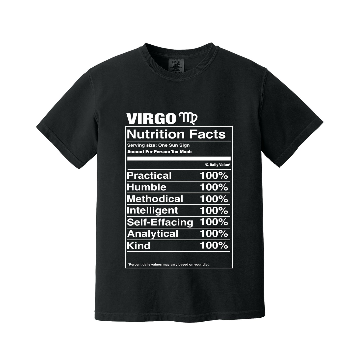 Black Virgo Nutrition Label T-Shirt