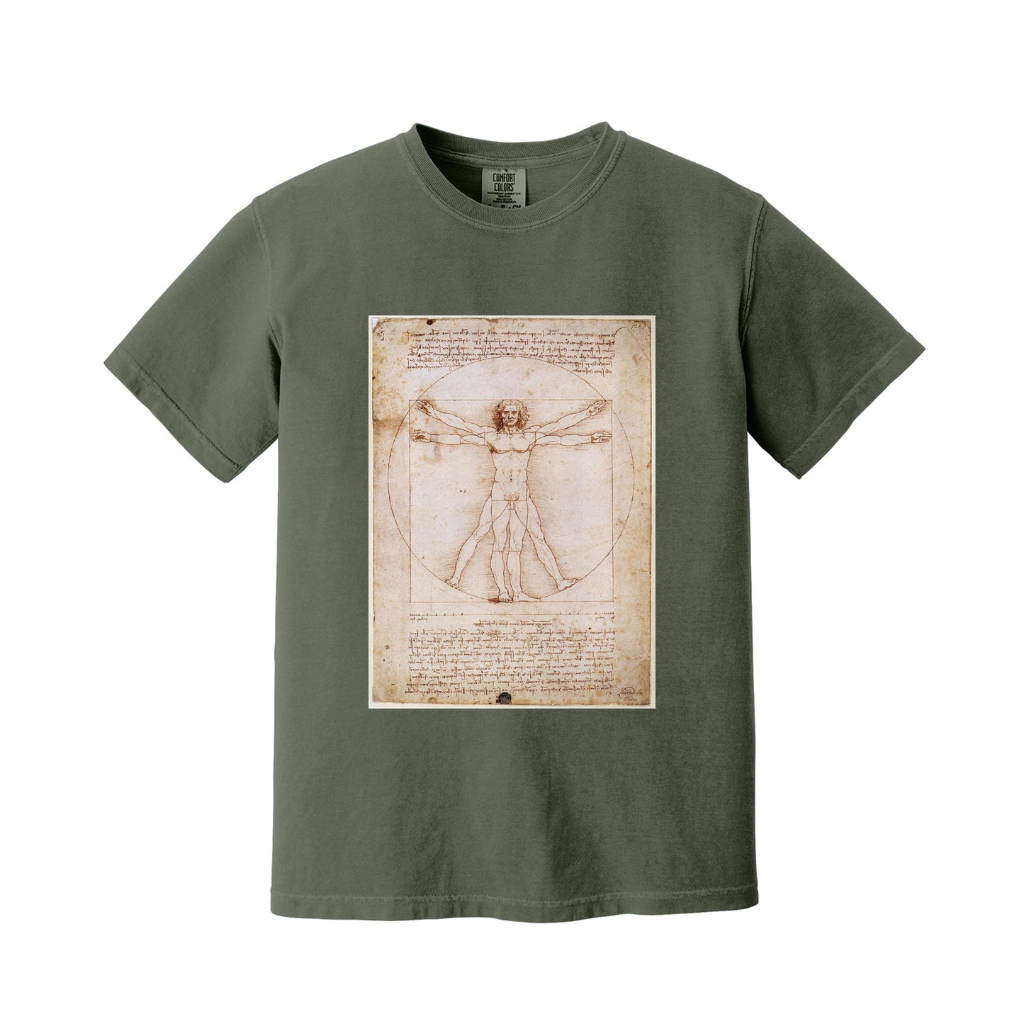 Moss The Vitruvian Man by Leonardo Da Vinci T-Shirt