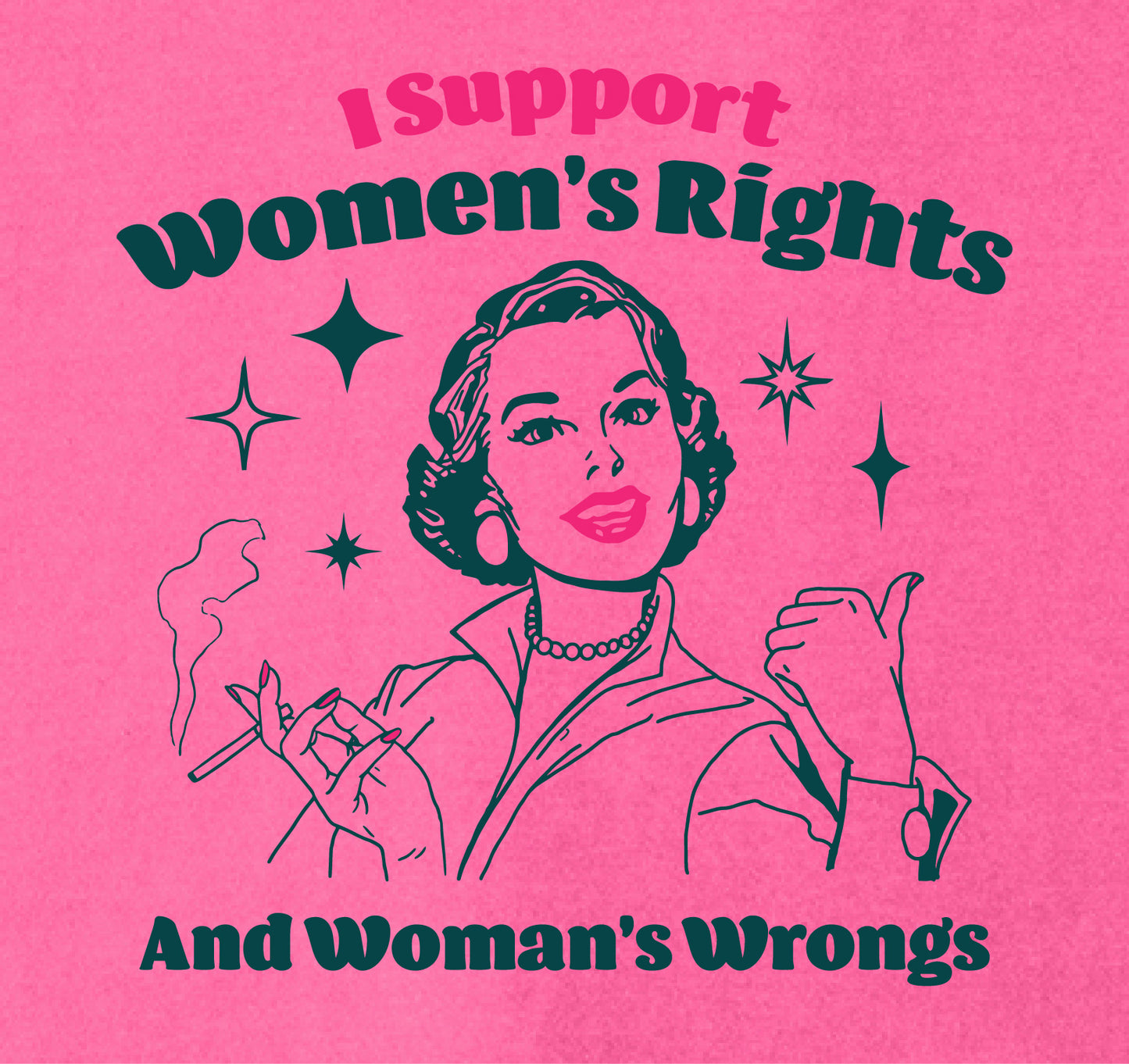 Neon Pink Women's Rights & Wrongs T-Shirt