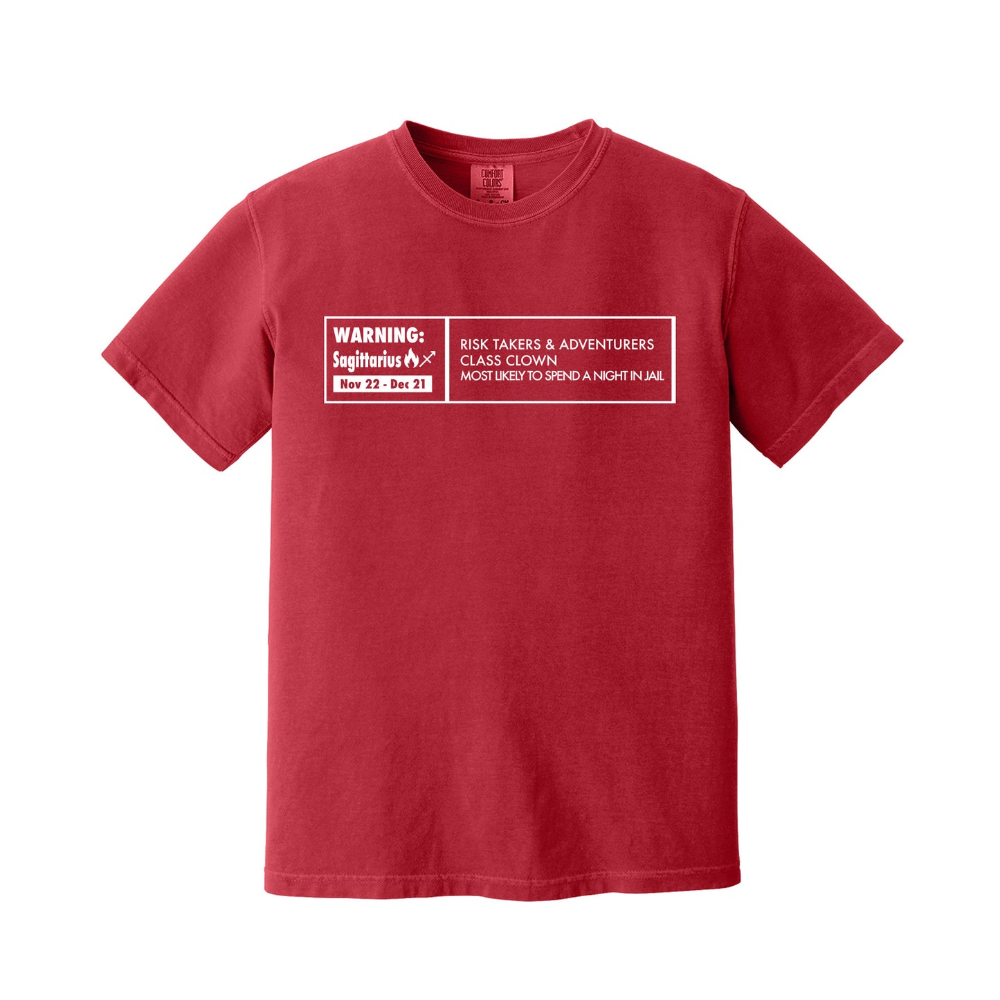 Red Sagittarius Warning Label T-Shirt