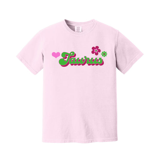 Blossom Pink Taurus Retro T-Shirt