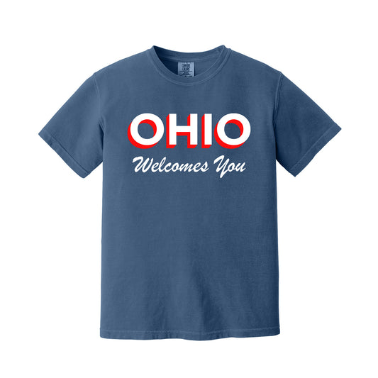 China Blue Ohio Road Sign T-Shirt