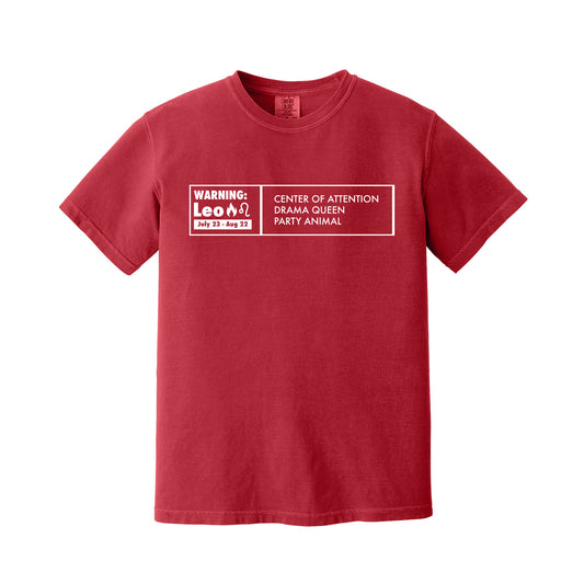Red Leo Warning Label T-Shirt