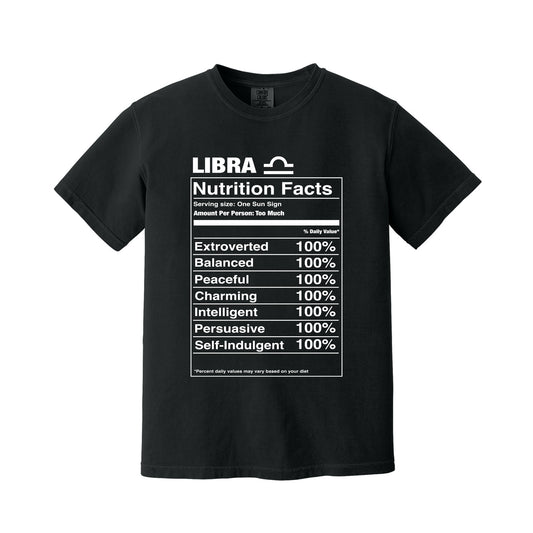 Black Libra Nutrition Label T-Shirt