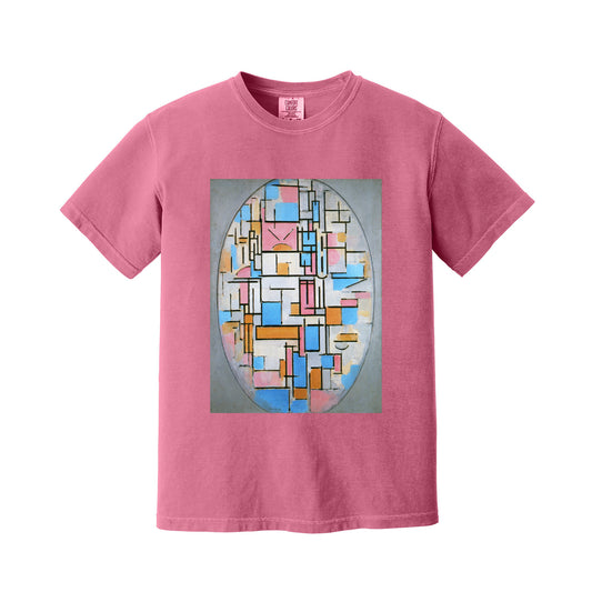 Crunchberry Oval Composition with Light Colors by Piet Mondrian T-Shirt