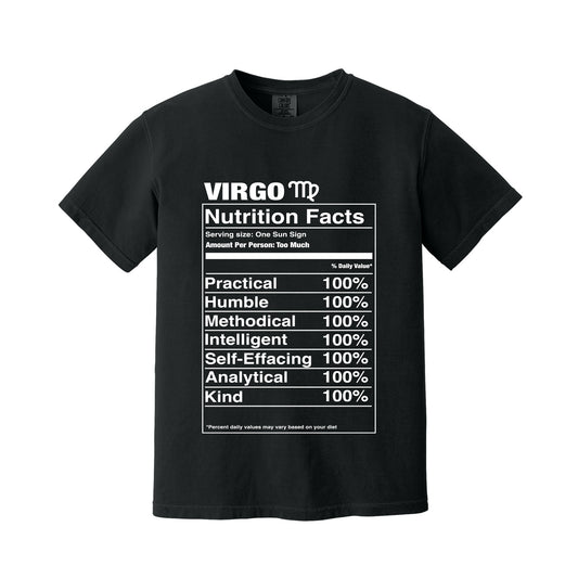 Black Virgo Nutrition Label T-Shirt