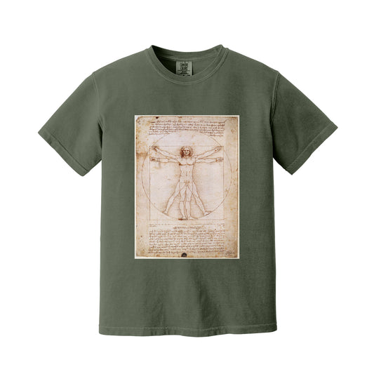 Moss The Vitruvian Man by Leonardo Da Vinci T-Shirt