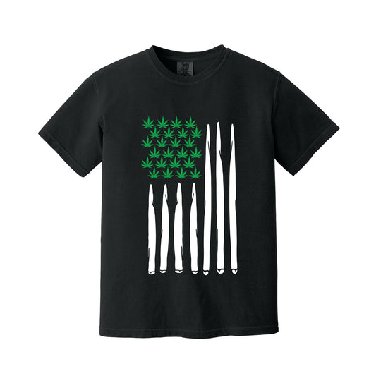Black 420 American Flag T-Shirt