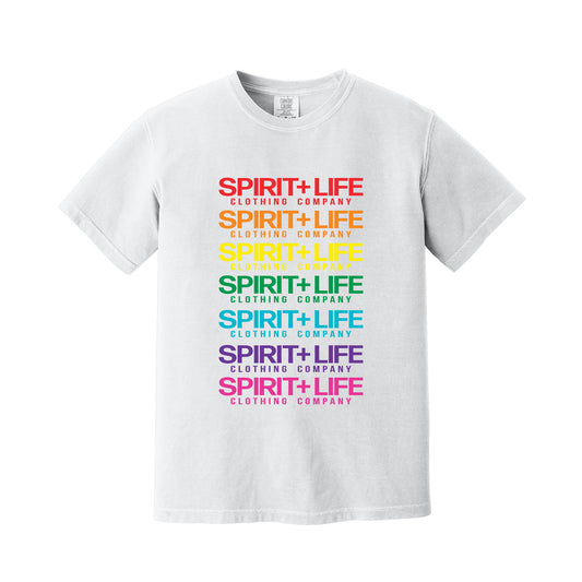 White S+L Rainbow Print T-Shirt