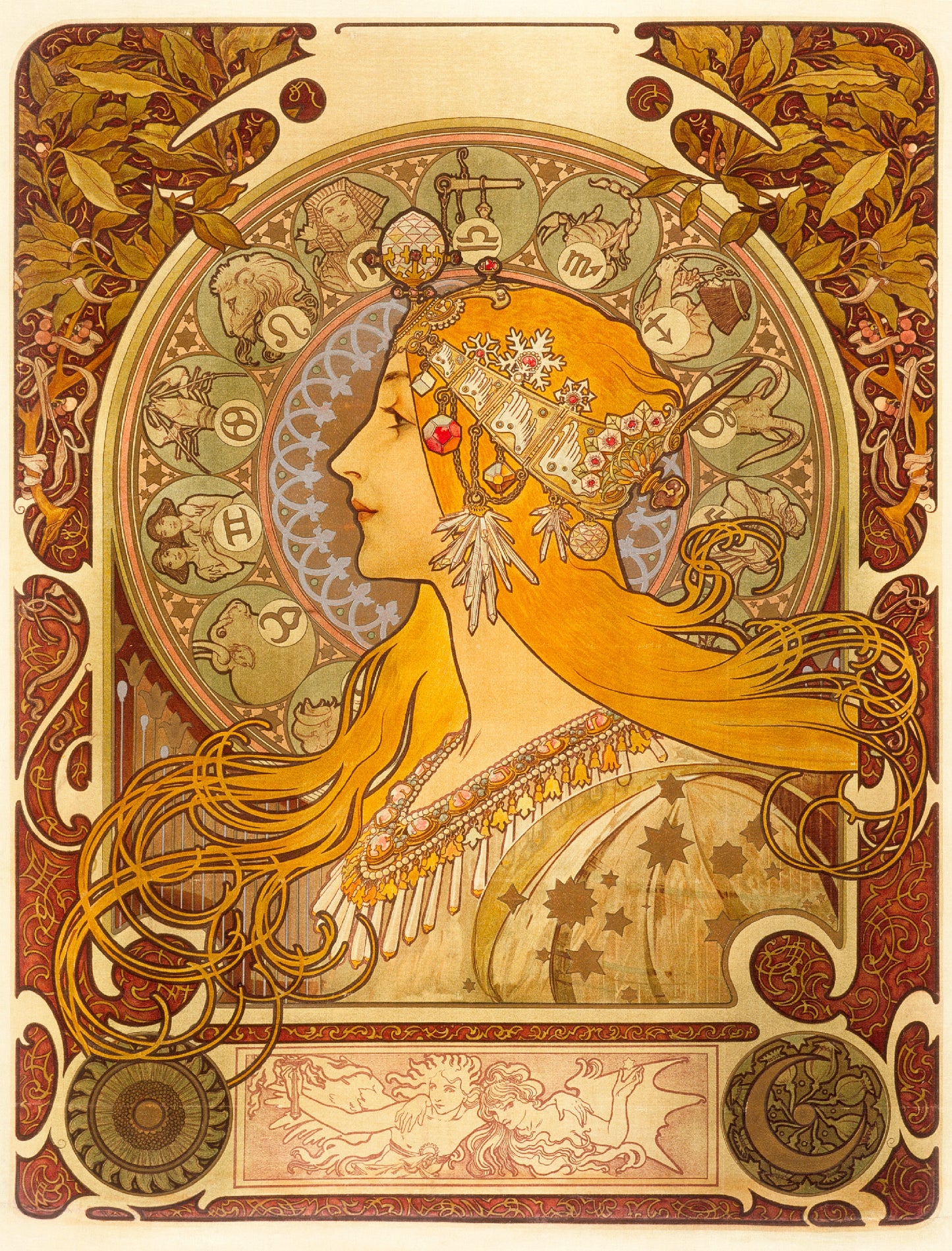 Citrus Zodiac by Alphonse Mucha T-Shirt