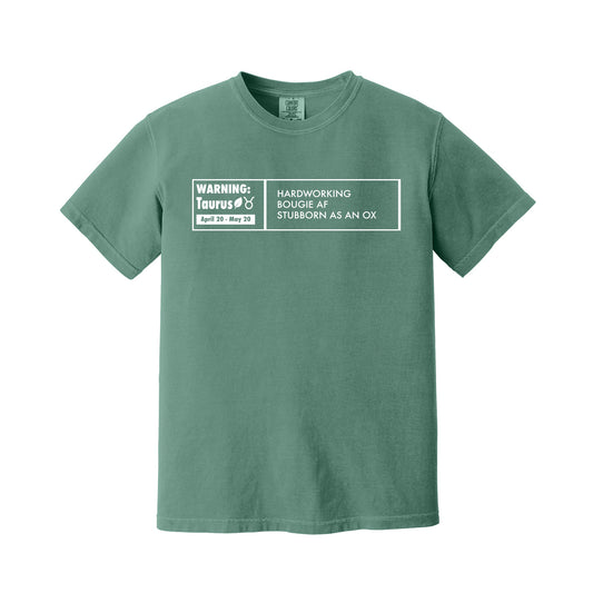 Light Green Taurus Warning Label T-Shirt